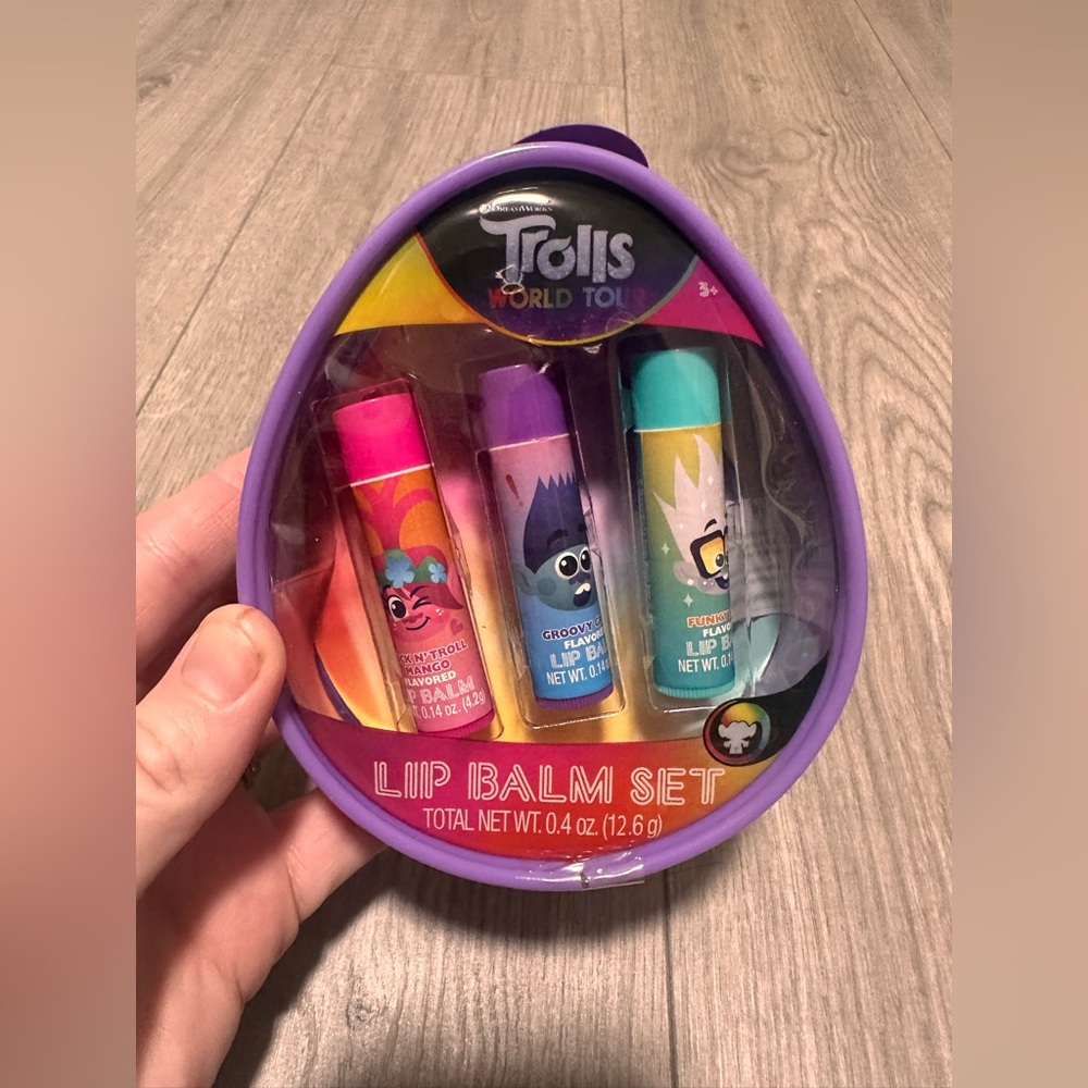 DreamWorks Trolls World Tour Lip Balm 3 Pk  Brand New! Easter Basket Stuffers